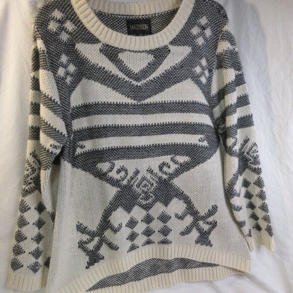 MADDISON SIZE LARGE SWEATER~CREAM & BLACK DESIGN - Picture 2 of 7